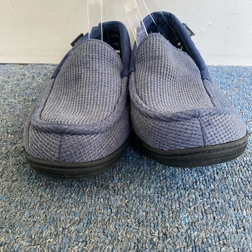 Home Top men 10.5 waffle texture slip on slippers blue